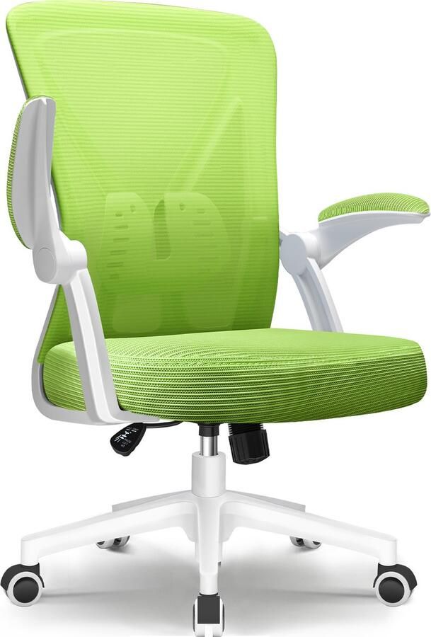 Elekiatech Ergonomische Bureaustoel Opklapbare Armleuningen Bureaustoelen voor Volwassenen 150 Kg Groen-wit