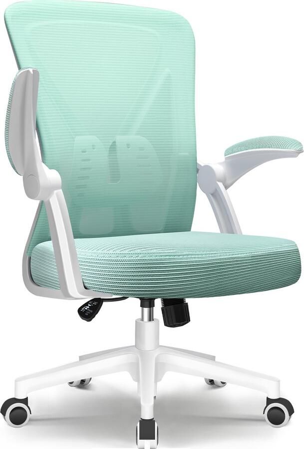 Elekiatech Ergonomische Bureaustoel Opklapbare Armleuningen Bureaustoelen voor Volwassenen 150 Kg Blauwgroen