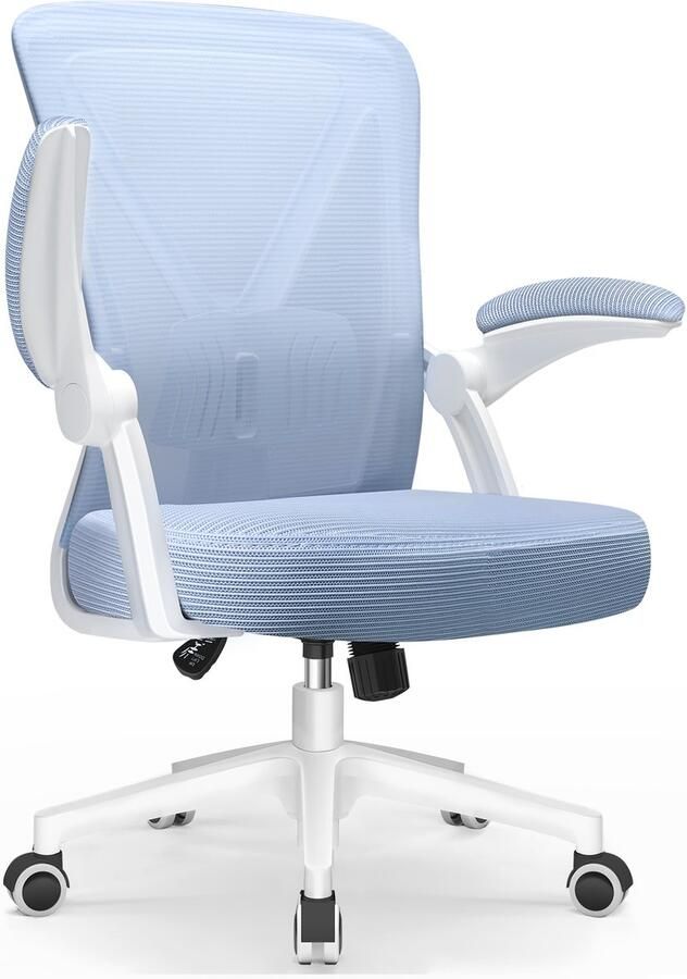 Elekiatech Ergonomische Bureaustoel Opklapbare Armleuningen Bureaustoelen voor Volwassenen 150 Kg Blauw