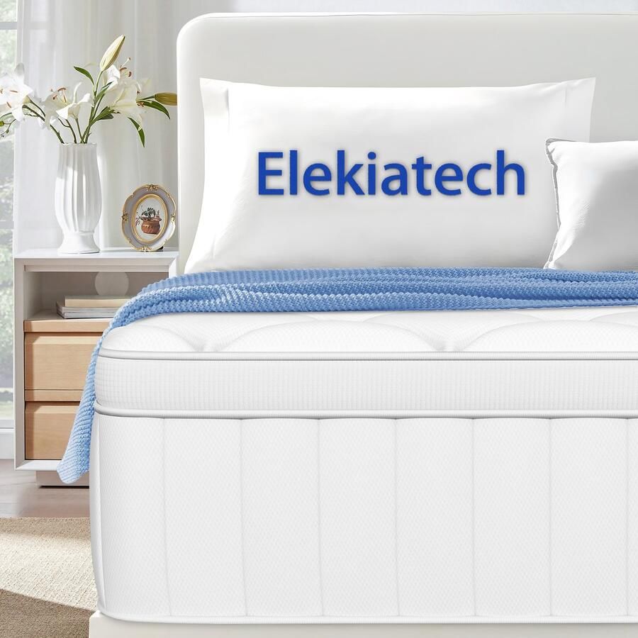 Elekiatech Matras 140 x 200 cm 22 cm Dik Eenpersoonsmatrassen-Latex Pocketvering Matras Anti-Allergische met 9- laags Composietstructuur