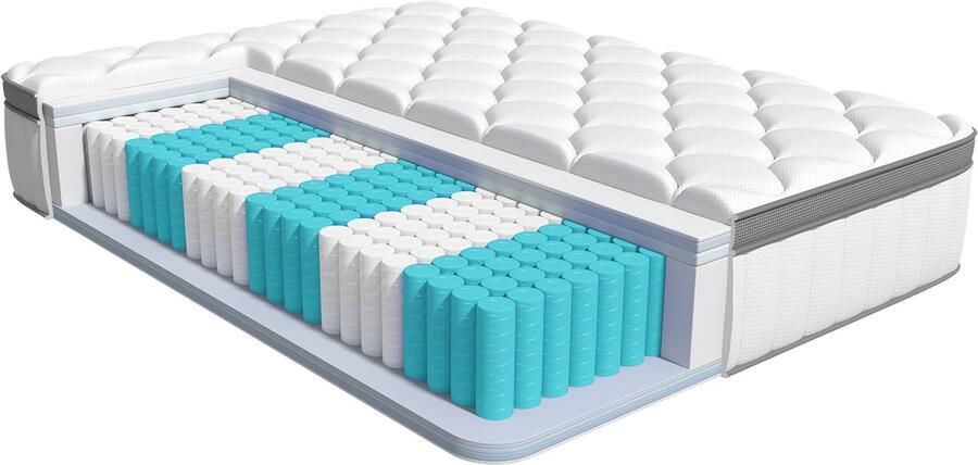 Elekiatech Matras 140x190 cm 25 cm dik-Tweepersoonsmatrassen Pocketvering matras Anti-Allergische met 9-laags composietstructuur - Foto 2