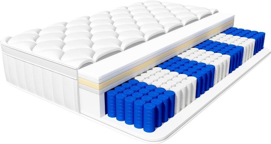 Elekiatech Matras 140 x 200 cm 22 cm Dik Eenpersoonsmatrassen-Latex Pocketvering Matras Anti-Allergische met 9- laags Composietstructuur - Foto 4