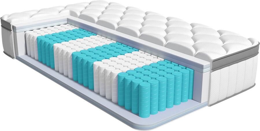 Elekiatech Matras 90 x 200 cm 22 cm Dik Eenpersoonsmatrassen-Latex Pocketvering Matras Anti-Allergische met 9- laags Composietstructuur - Foto 2