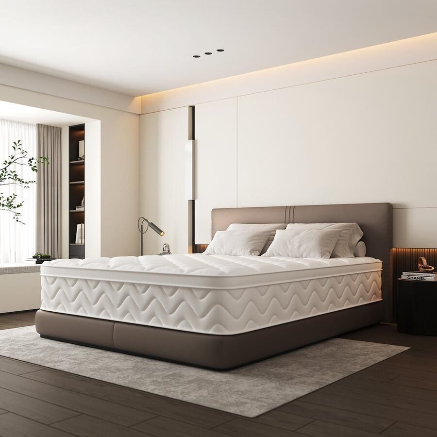 Elekiatech Matras 90x200 cm 26 cm dik-Tweepersoonsmatrassen Pocketvering matras Anti-Allergische met 9-laags composietstructuur