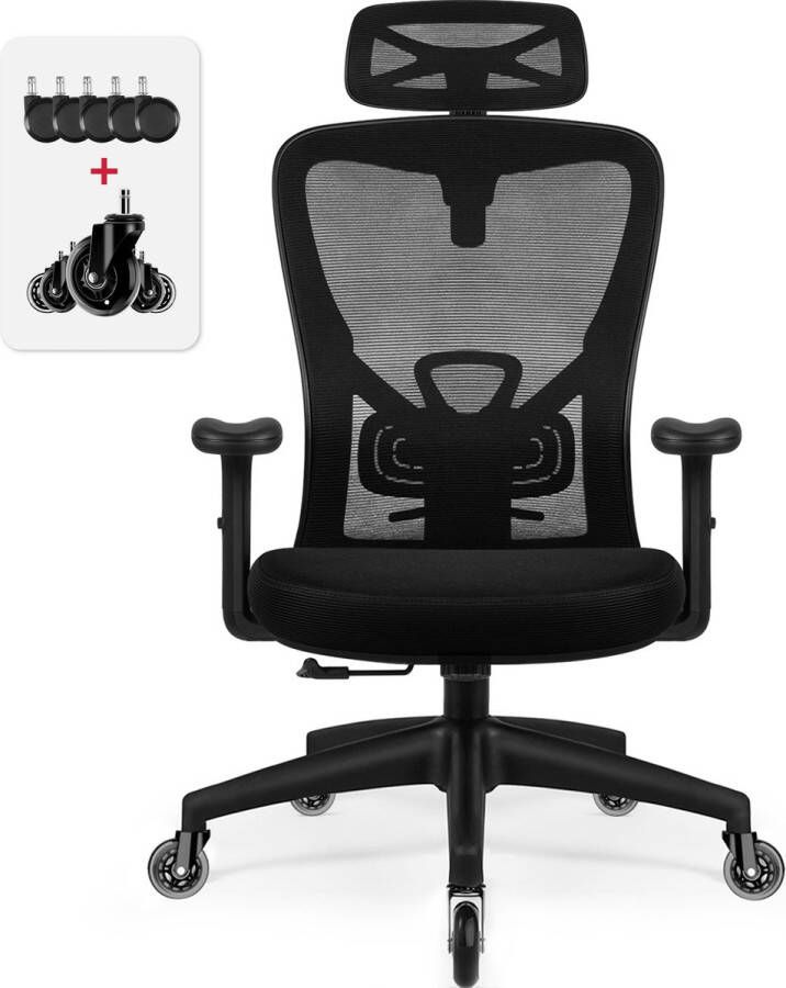 Elekiatech Ergonomische Bureaustoel Bureaustoelen met Vergrendeling in Elke Hoek van 90° tot 135°-Office Chair met Verstelbare Hoofdsteun Armleuningen en Lendensteun- Geschikt voor Volwassenen tot 150kg Belasting Zwart - Foto 8