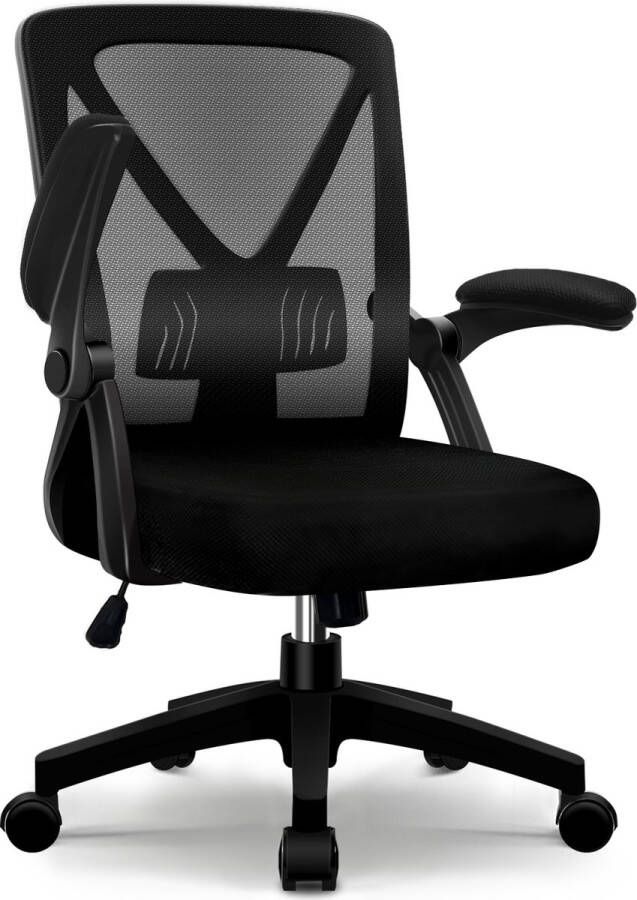 Elekiatech Ergonomische Bureaustoel Bureaustoelen voor Volwassenen opklapbare armleuningen-150 Kg Zwart - Foto 5