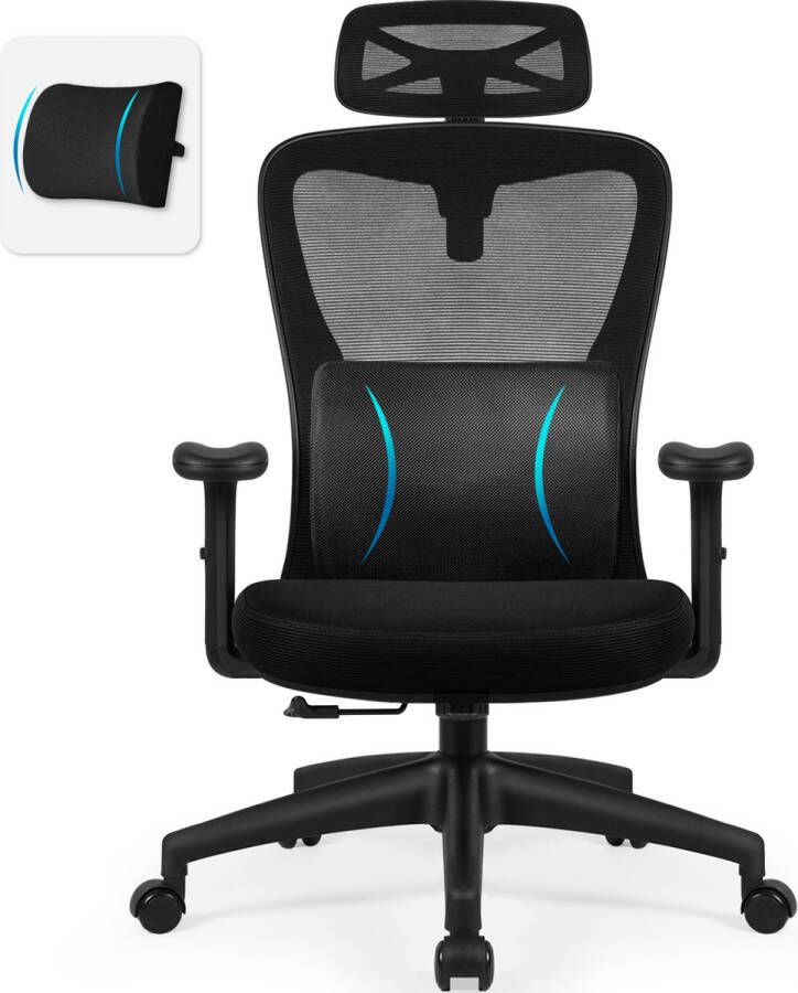 Elekiatech Ergonomische Bureaustoel Bureaustoelen met Vergrendeling in Elke Hoek van 90° tot 135°-Office Chair met Verstelbare Hoofdsteun Armleuningen en Lendensteun- Geschikt voor Volwassenen tot 150kg Belasting Zwart - Foto 7