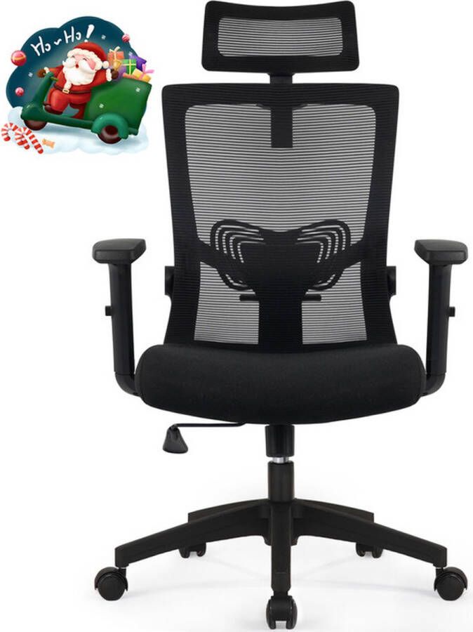Elekiatech Ergonomische Bureaustoel Bureaustoelen met Verstelbare Hoofdsteun Armleuningen en Lendensteun-Stoel met Schommelend Achteroverleunen tot 135° Geschikt voor Volwassenen tot 150kg Belasting Zwart - Foto 2