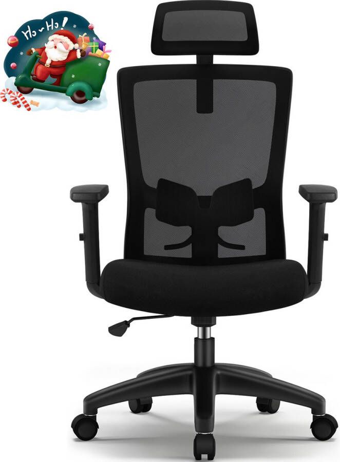 Elekiatech Ergonomische Bureaustoel Bureaustoelen met Verstelbare Hoofdsteun Armleuningen en Lendensteun-Office Chair met Schommelend Achteroverleunen tot 135° Geschikt voor Volwassenen tot 150kg Belasting Zwart - Foto 5