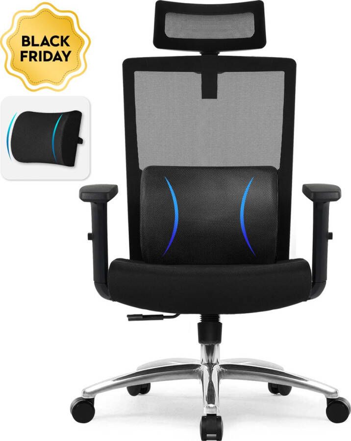 Elekiatech Ergonomische Bureaustoel ZF21 Bureaustoel Bureaustoelen voor Volwassenen Vergrendelbaar op 90-115-135° 200 Kg Zwart - Foto 2