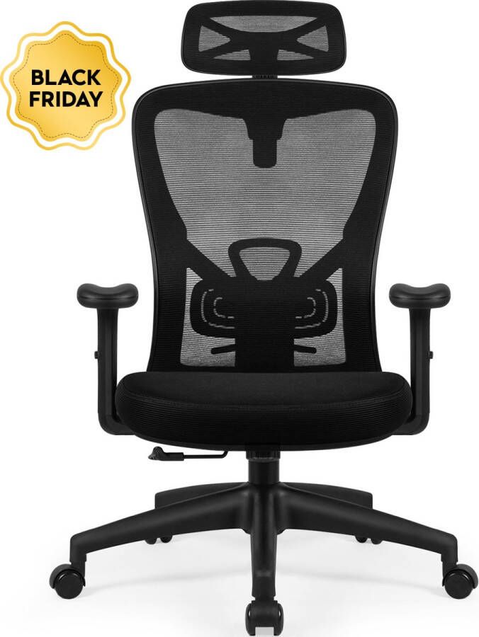 Elekiatech Ergonomische Bureaustoel ZF21 Bureaustoel Bureaustoelen voor Volwassenen Vergrendelbaar op 90-115-135° 200 Kg Zwart - Foto 3