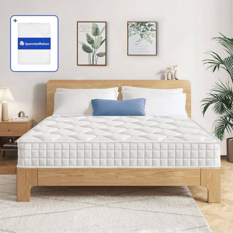 Elekiatech matras 140x200 cm-22 cm dik-tweepersoonsmatrassen-Latex pocketvering matras-Anti-Allergische-met 9-laags composietstructuur