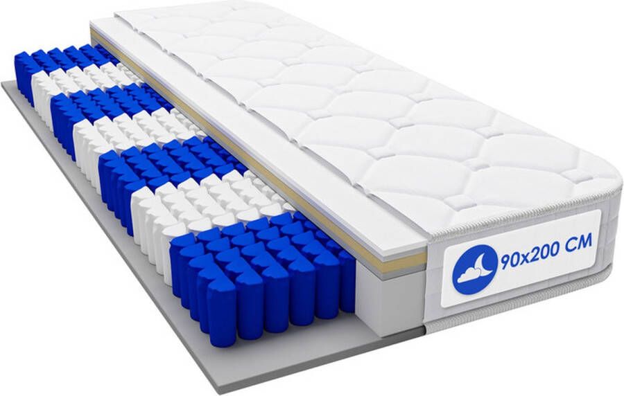 Elekiatech Matras 90 x 200 cm 25 cm Dik Eenpersoonsmatrassen-Latex Pocketvering Matras Anti-Allergische met 9-laags Composietstructuur - Foto 7