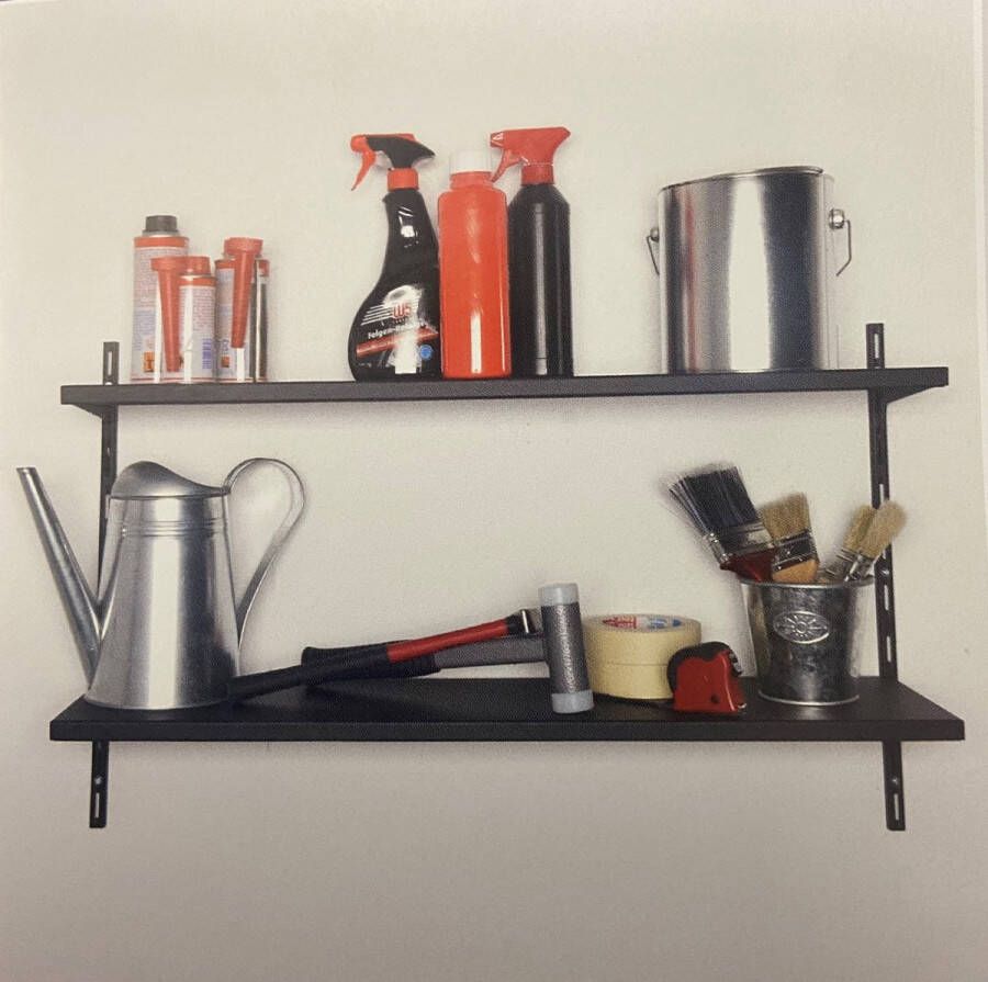 Element Wandrek H50xB82 8xD22cm voor kantoor keuken woonkamer slaapkamer garage rek trapkast boekenplank boekenrek- boekenschap decoratieschap complete set met rail plankdrager schappen en montagemateriaal Wandschap Wandplank