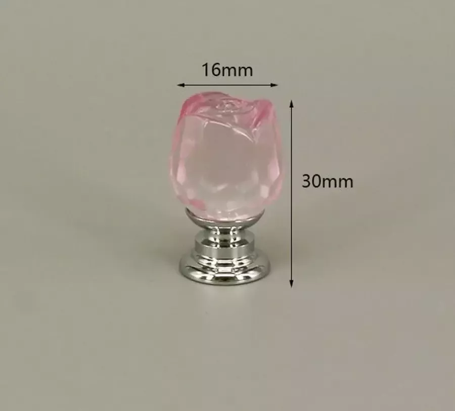 3 Stuks Meubelknop Kristal Roze & Zilver 3*1.6 cm Meubel Handgreep Knop voor Kledingkast Deur Lade Keukenkast