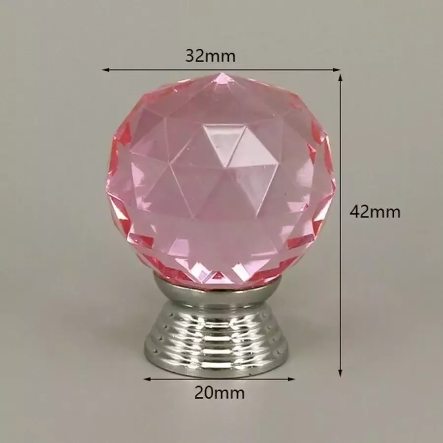 3 Stuks Meubelknop Kristal Roze & Zilver 4.2*3.2 cm Meubel Handgreep Knop voor Kledingkast Deur Lade Keukenkast