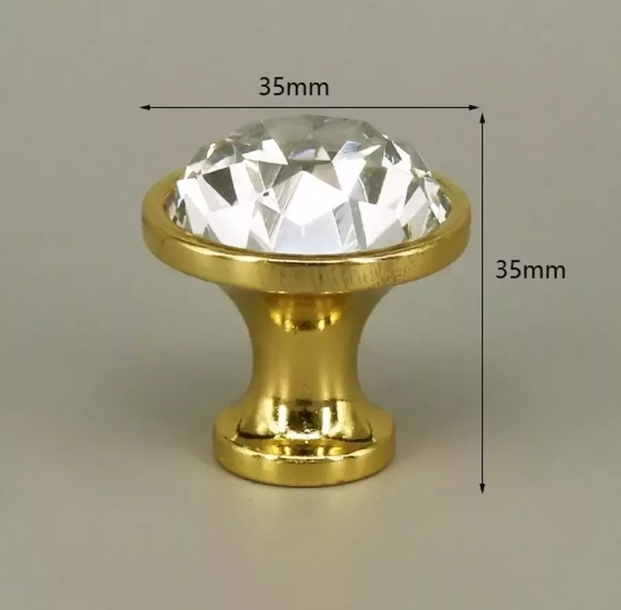 3 Stuks Meubelknop Kristal Transparant & Goud 3.5*3.5 cm Meubel Handgreep Knop voor Kledingkast Deur Lade Keukenkast