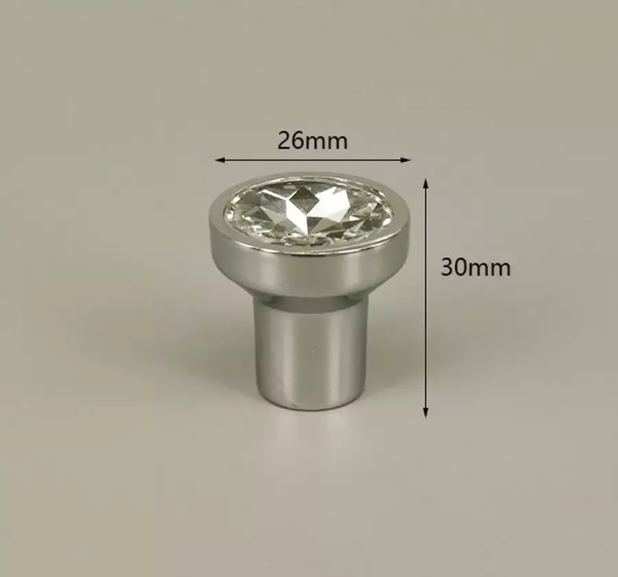 3 Stuks Meubelknop Kristal Transparant & Zilver 3*2.6 cm Meubel Handgreep Knop voor Kledingkast Deur Lade Keukenkast