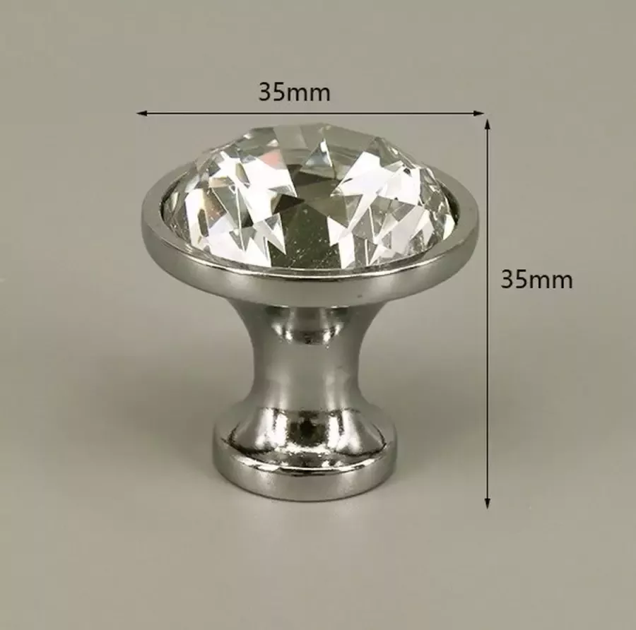 3 Stuks Meubelknop Kristal Transparant & Zilver 3.5*3.5 cm Meubel Handgreep Knop voor Kledingkast Deur Lade Keukenkast