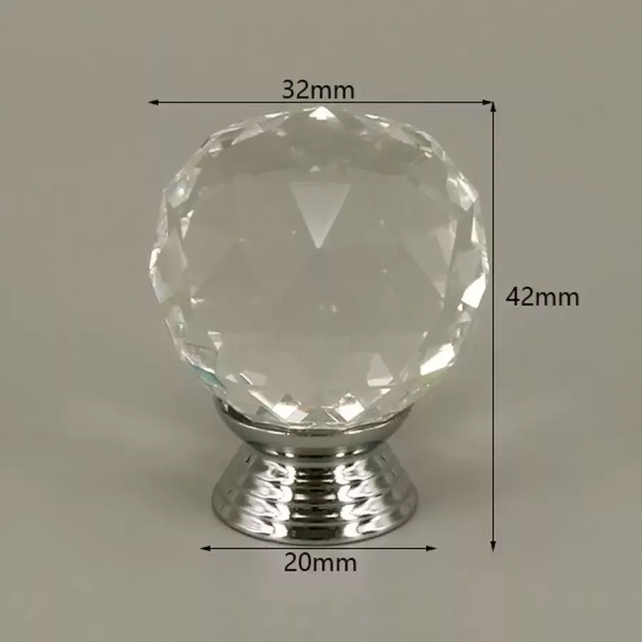 3 Stuks Meubelknop Kristal Transparant & Zilver 4.2*3.2 cm Meubel Handgreep Knop voor Kledingkast Deur Lade Keukenkast