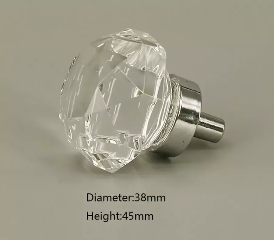 3 Stuks Meubelknop Kristal Transparant & Zilver 4.5*3.8 cm Meubel Handgreep Knop voor Kledingkast Deur Lade Keukenkast