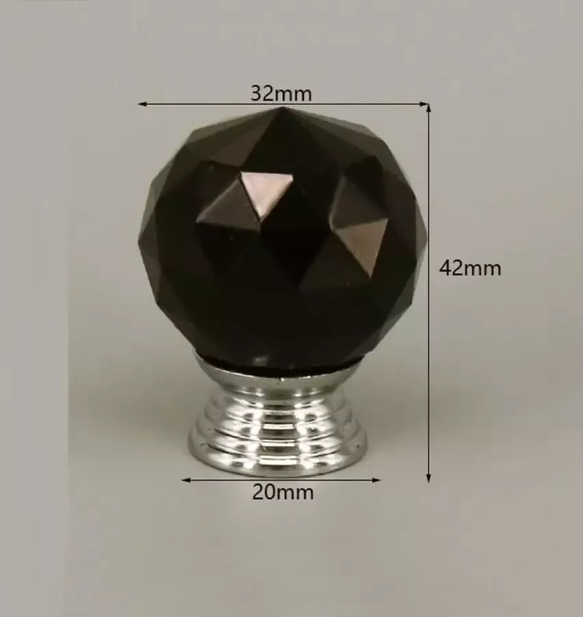 MerkIoos 3 Stuks Meubelknop Kristal Zwart & Zilver 4.2*3.2 cm Meubel Handgreep Knop voor Kledingkast Deur Lade Keukenkast – Set van 3 meubelknoppen – Kristal zwart & zilver – 4.2*3.2 cm – Voor kledingkast deur lade en keukenkast