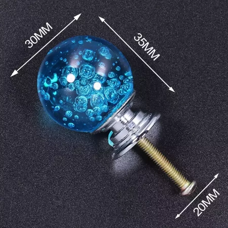 3 Stuks Meubelknop Kristallen Bol Lichtblauw 3.5*3 cm Meubel Handgreep Knop voor Kledingkast Deur Lade Keukenkast