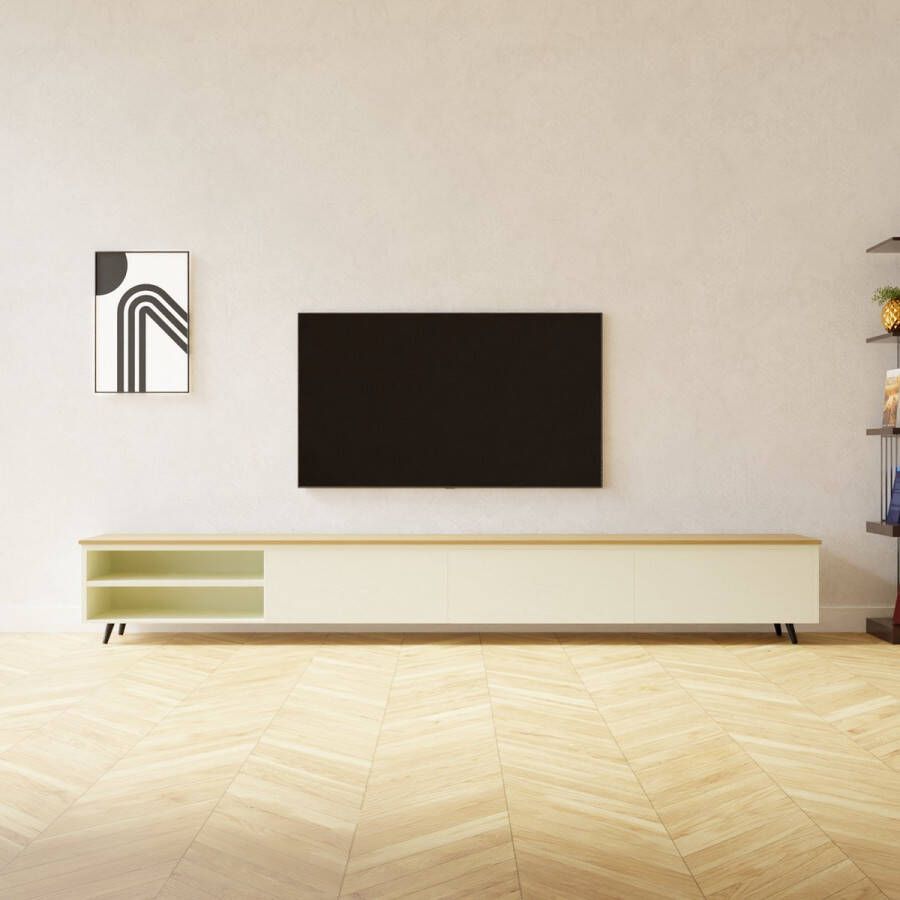 Elements TV-meubels TV meubel drie kleppen open vak eiken top plaat 280 CM