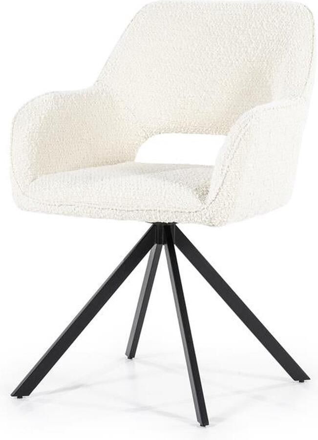 Eleonora Eetkamerstoel Fabio Beige Stof Met Armleuning