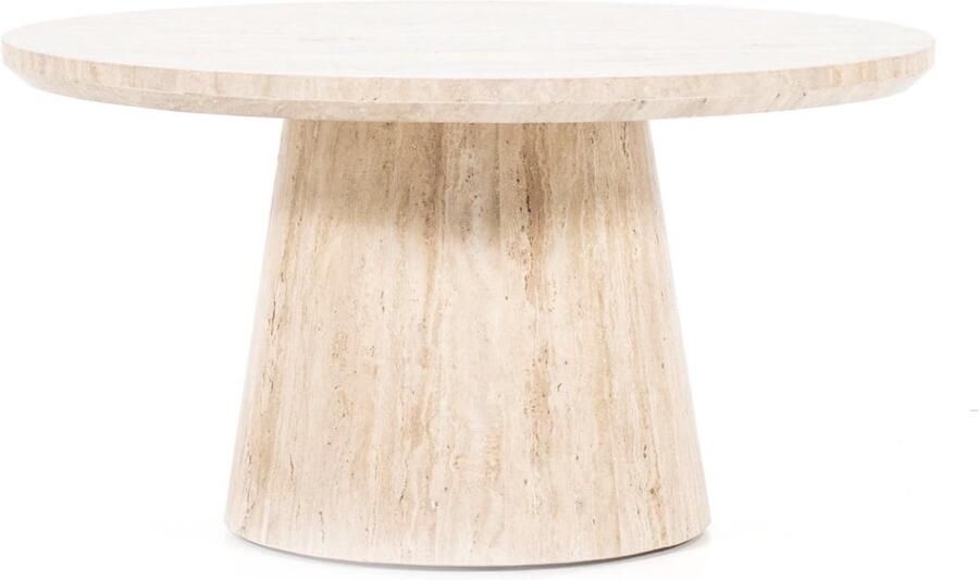 Sohome Ronde Salontafel Rachelle Travertin 70cm Beige Japandi - Foto 3