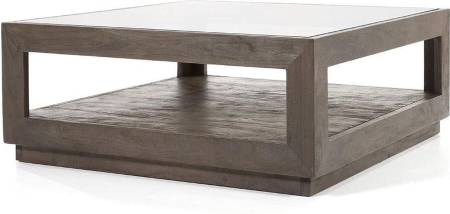 Eleonora Salontafel Liam Mangohout en Glas 95 x 95cm Vierkant