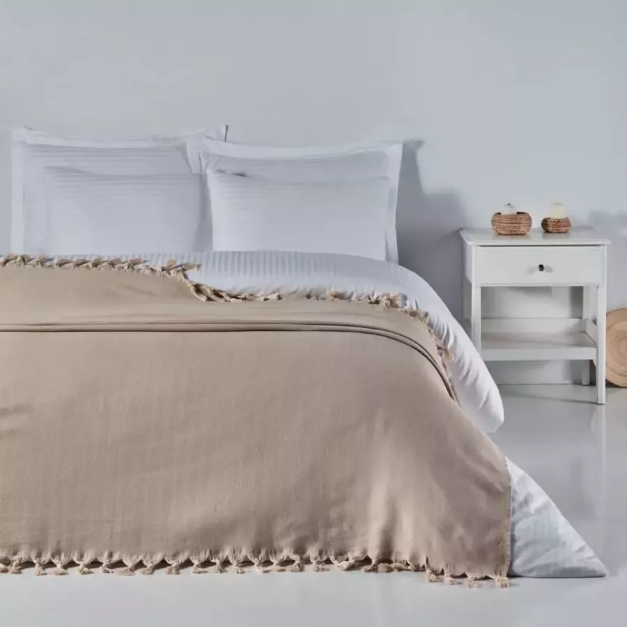 ElfRoutes Slaapbank Zeer grote worp (200x240 cm) 100% katoen grote worp voor settees Plaids voor tweepersoonsbed Sofa gooit groot 3-zits Plaatjes voor banken parent (beige)