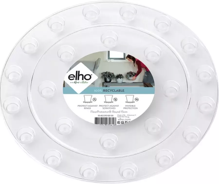 Elho Floorprotector Rond 15 Accessoires voor Binnen Ø 15.0 x H 1.5 cm Transparant Transparant