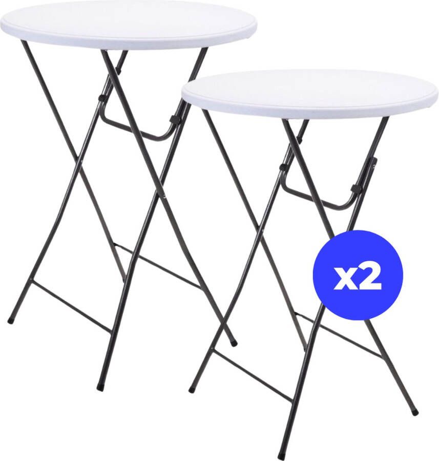 ElixPro 2x Wit Statafel Partytafel Staantafel Weerbestendig en Robuust Cocktailtafel Partytafel Hoge Staan Tafel 80x110cm Klaptafel Inklapbaar Wit