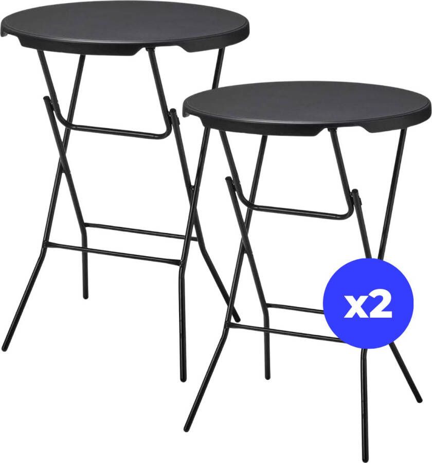 ElixPro 2x Zwarte Statafel Partytafel Staantafel Weerbestendig en Robuust Cocktailtafel Partytafel Hoge Staan Tafel 80x110cm Klaptafel Inklapbaar Zwart