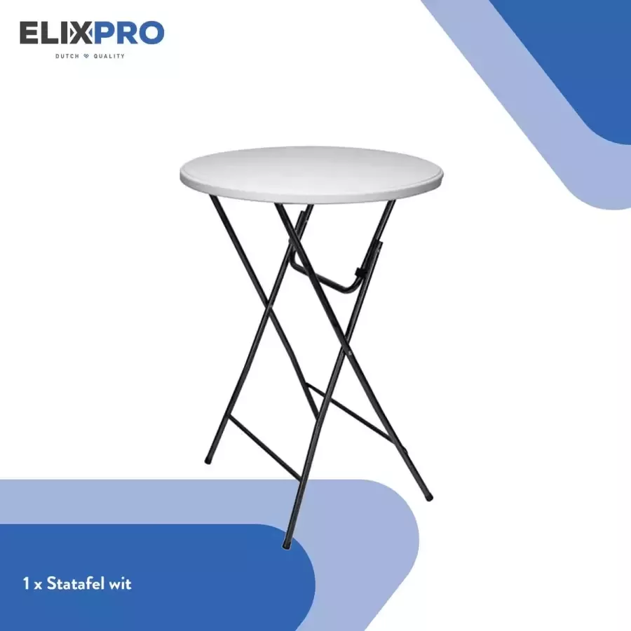 ElixPro 1x Witte Statafel Partytafel Staantafel Weerbestendig en Robuust Cocktailtafel Partytafel Hoge Staan Tafel 80x110cm Klaptafel Inklapbaar Wit - Foto 2
