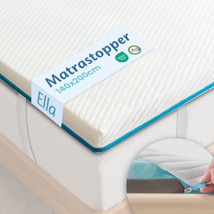 Ella Topper 140x200 cm Matras Topdekmatras Matrastopper 5 Jr. Garantie Gel Infused Traagschuim & Aircell-schuim Medium Hardheid
