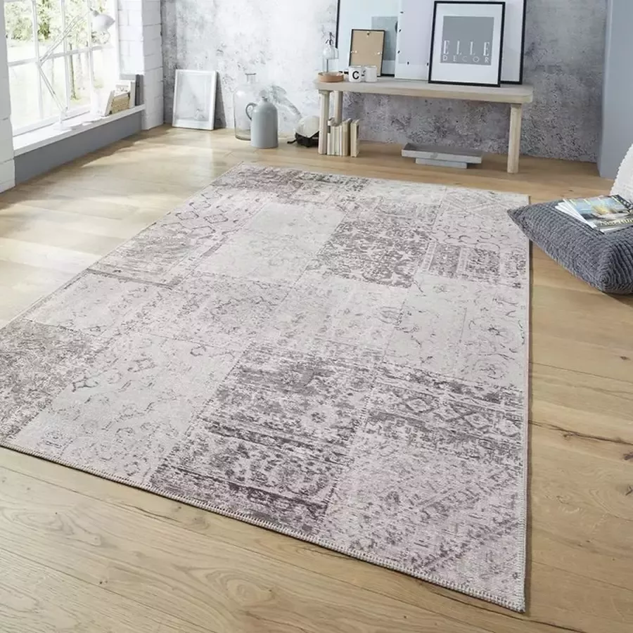 Elle Decor Patchwork vloerkleed – Pleasure Grijs Creme Denain 160x230cm
