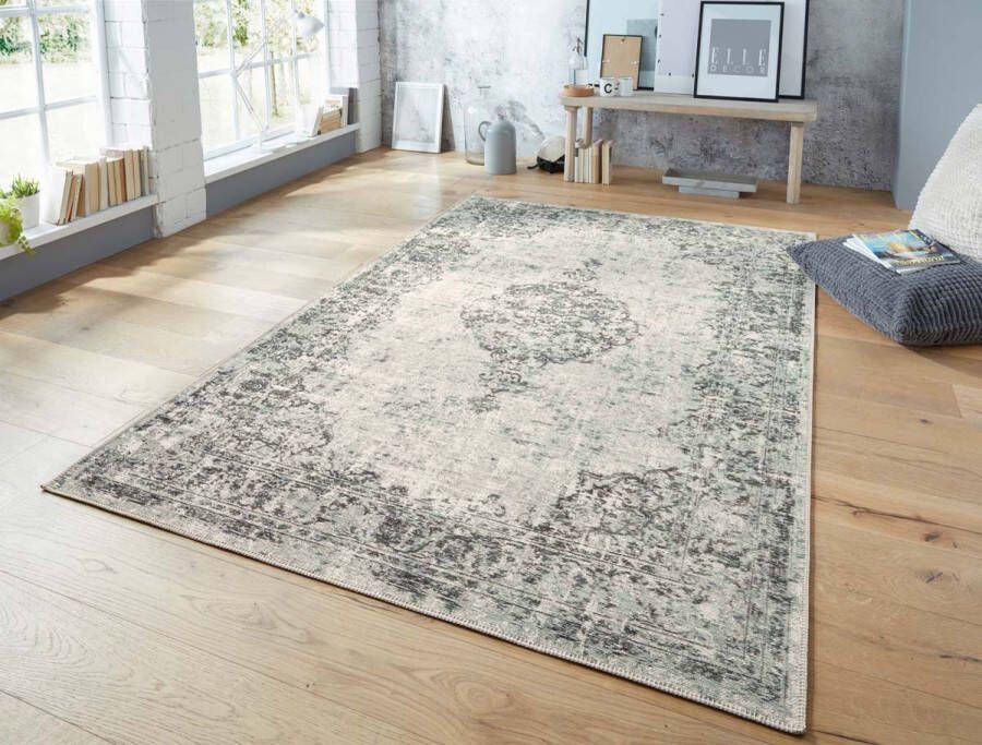 ELLE DECORATION Vloerkleed Vertou Platweefsel vintage-design used look hoogwaardige materialenmix - Foto 3