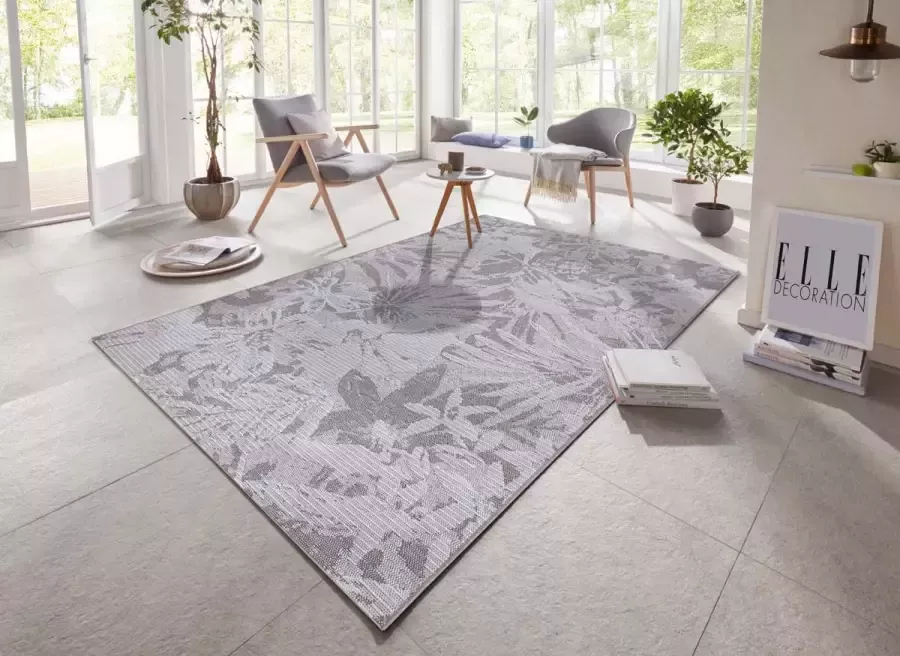 ELLE DECORATION Vloerkleed Lanao Platweefsel vloerkleed voor binnen en buiten gebloemd design balkon terras tuin woonkamer slijtvast gemakkelijk in onderhoud - Foto 2