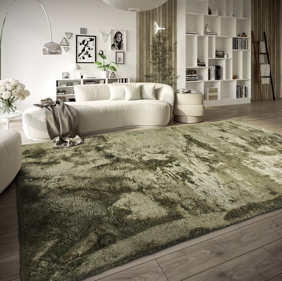 Elle Decoration Flycarpets Hoogpolig vloerkleed Cosy Calida Groen 80x150 cm