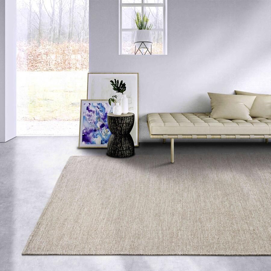 Elle Decoration Wollen Vloerkleed Delhi Beige Laagpolig Tapijt Woonkamer 120x170 cm