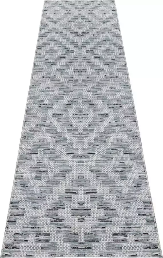 Elle Decoration Loper binnen & buiten Creil blauw crème 77x200 cm