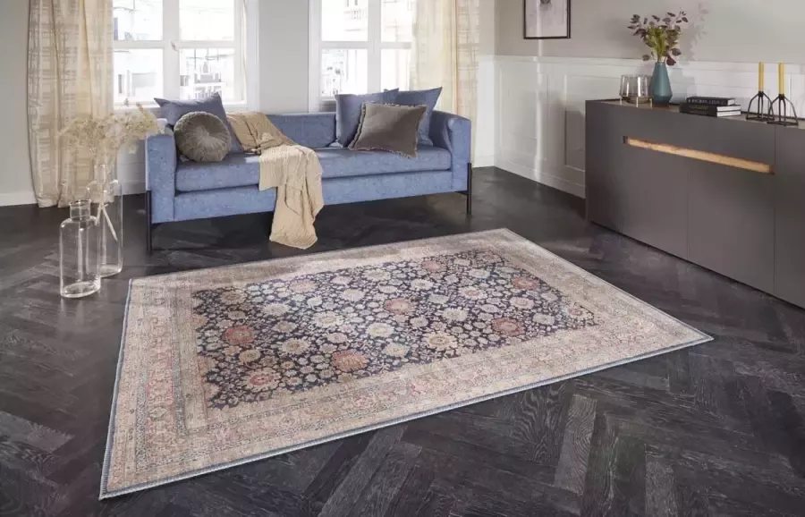 Elle Decoration Oosters vloerkleed Mahal marineblauw 120x160 cm