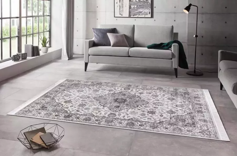 ELLE DECORATION Design-vloerkleed Keshan Derya Fluwelige korte pool oriëntaals design met franje zijde look woonkamer slaapkamer robuust gemakkelijk in onderhoud