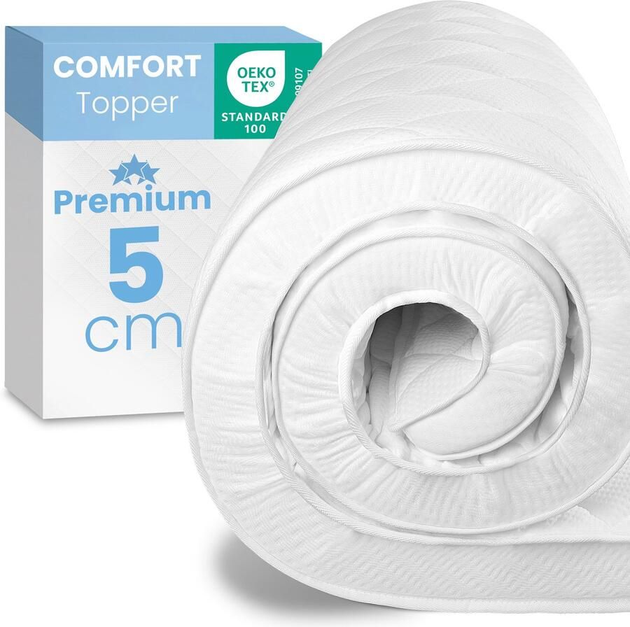 ELONEO Comfortschuim Matras Topper 140x200 cm 6 cm Dik Ademende Toppermatras voor Traditionele en Boxspring Bedden - Foto 2
