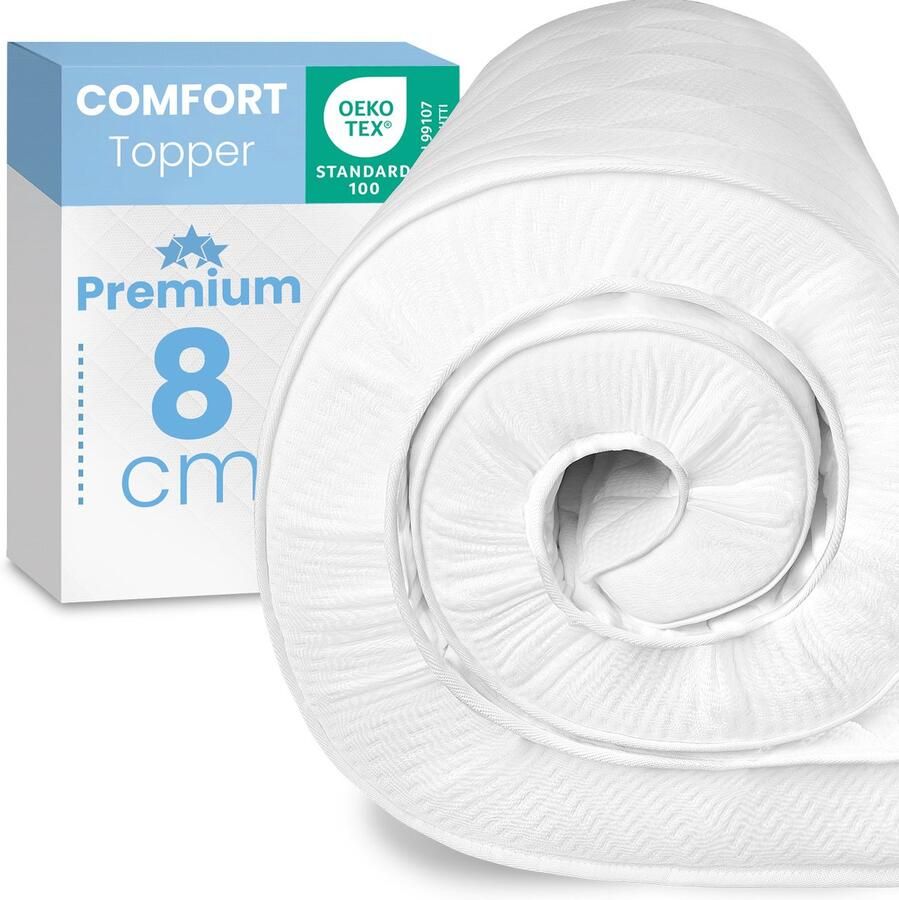 ELONEO Comfortschuim Matras Topper 140x200 cm 8 cm Dik Ademende Toppermatras voor Traditionele en Boxspring Bedden