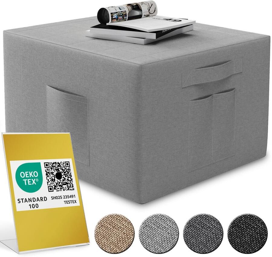 ELONEO Hoes voor Opvouwbaar Matras 90x200x15 cm Beschermende Matrashoes voor Vouwmatras met Zakken aan de Zijkant Wasbaar Modern Ontwerp Vierkante Poef Hoes (Grijs)