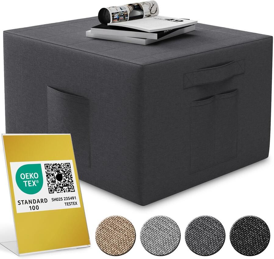 ELONEO Hoes voor Opvouwbaar Matras 75x195x15 cm Beschermende Matrashoes voor Vouwmatras met Zakken aan de Zijkant Wasbaar Modern Ontwerp Vierkante Poef Hoes (Antraciet)