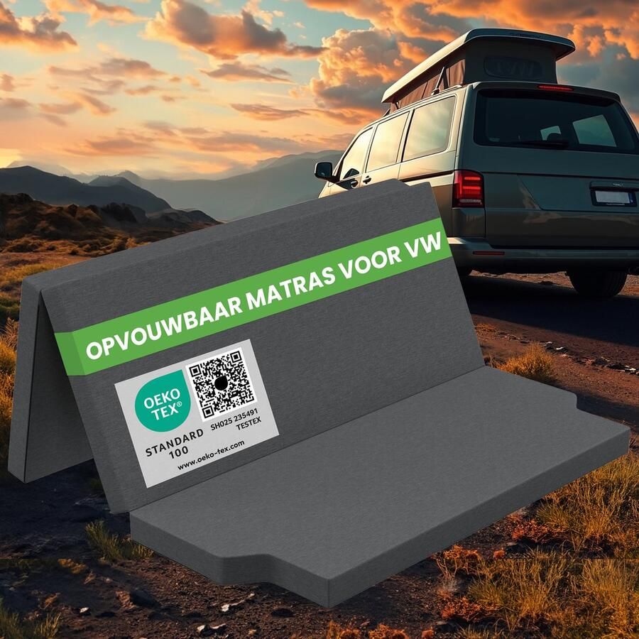 ELONEO Opvouwbaar Matras voor Auto's Bestelwagens en Campers VW T4 T5 T6.1 Multivan California Beach Caravelle Transporter 8 cm Dik Campingmatras 185x148 cm